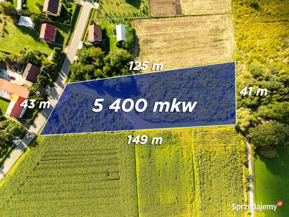 Płaska prostokątna działka 33 do Krakowa 11zł/m2