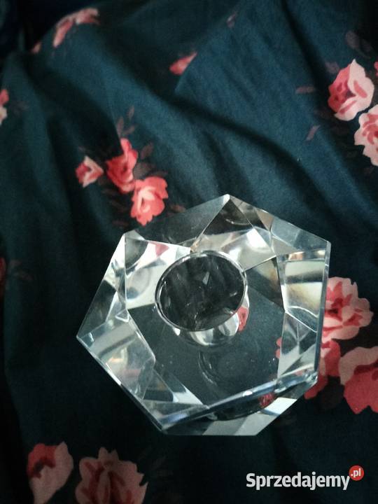 Dwa kryształowe świeczniki zestaw