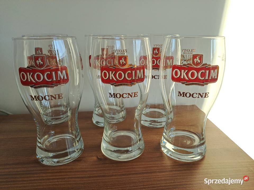 6x Pokal Szklanka do piwa Okocim Mocne Tygrys Warszawa sprzedam