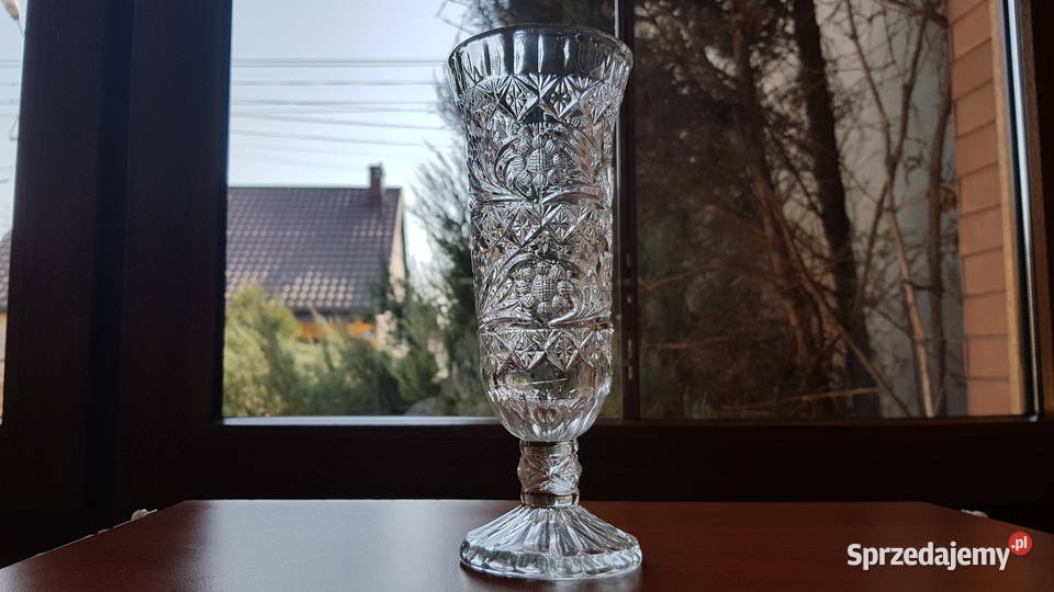 Wazon Stokrotki Kwiatki Ząbkowice szkło PRL Dąbrowa Górnicza
