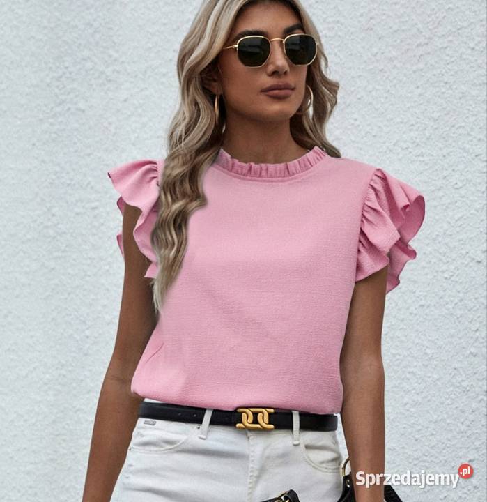 Elegancka luźna bluzka rozmiar 4042 różowy Biecz sprzedam