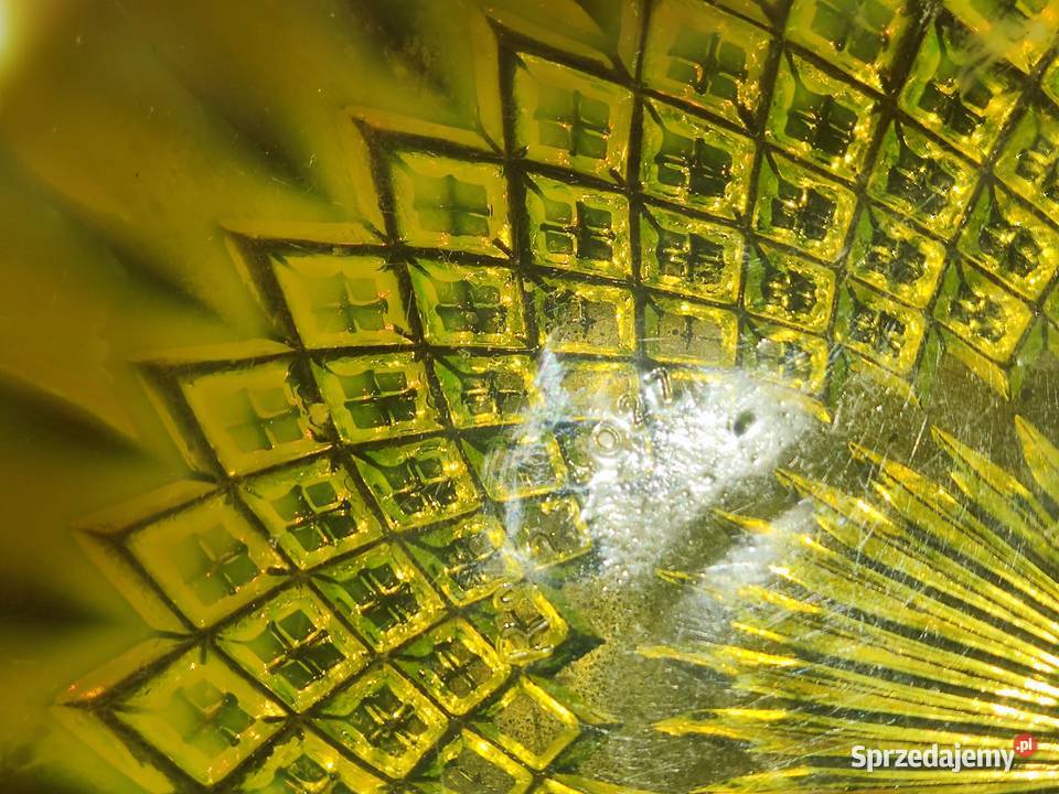 Szkło uranowe George Davidson talerz miska 1895r Kraków