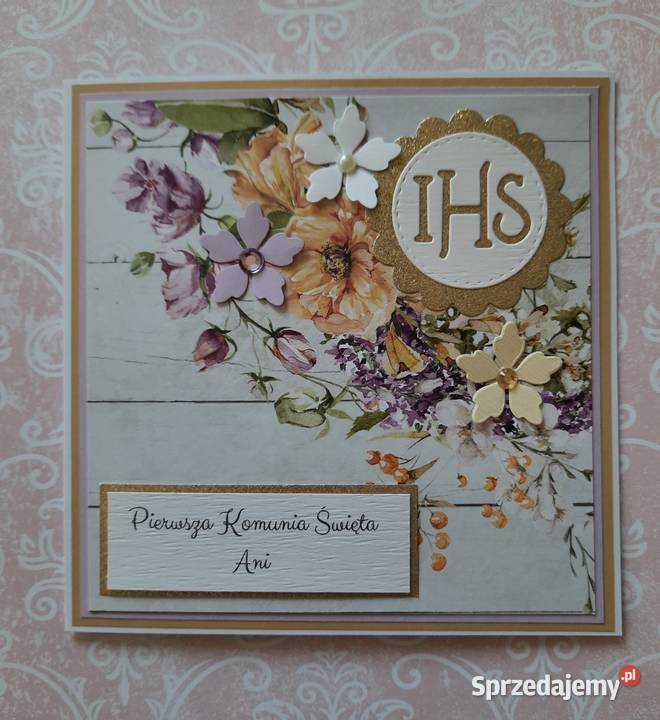 Kartka na komunie personalizowana Rękodzieło lubelskie Ryki