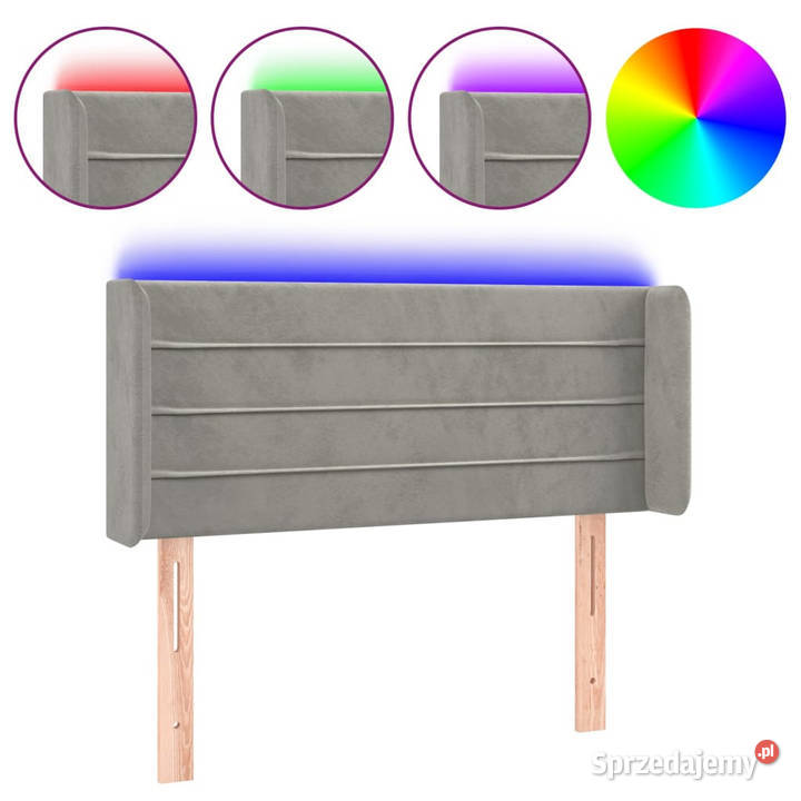 Zagłówek do łóżka z LED jasnoszary 93x16x7888 mazowieckie Warszawa