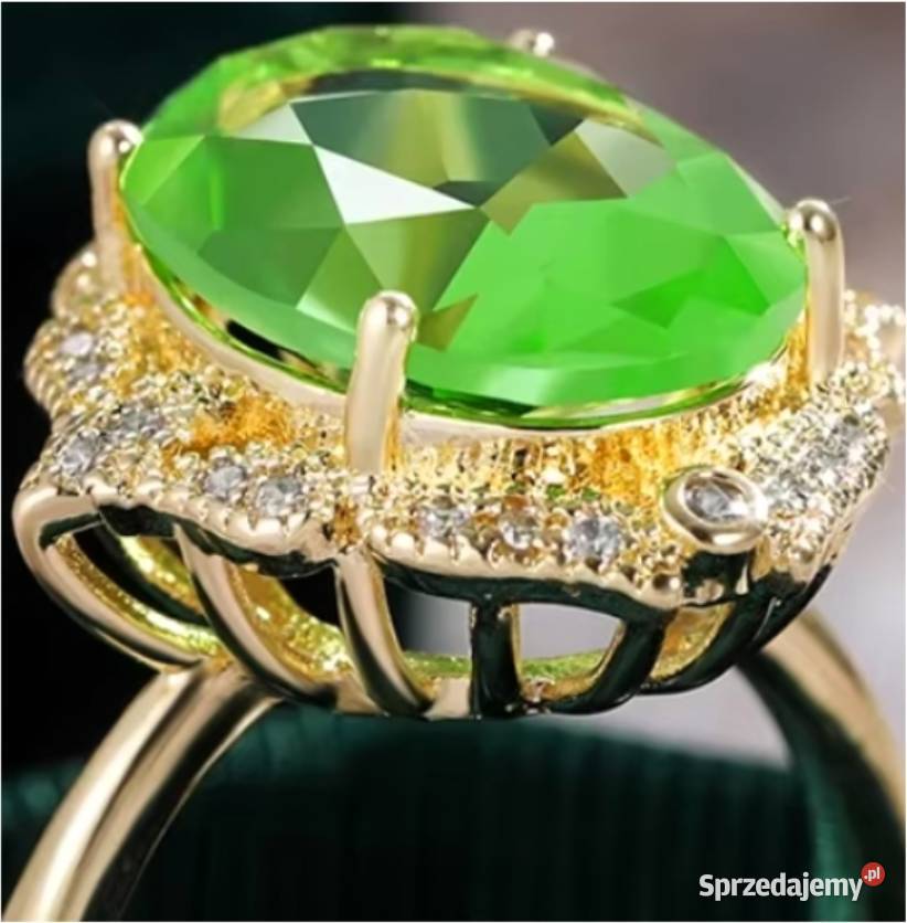 Piękny Złoty Niepowtarzalny Pierścionek z srebro