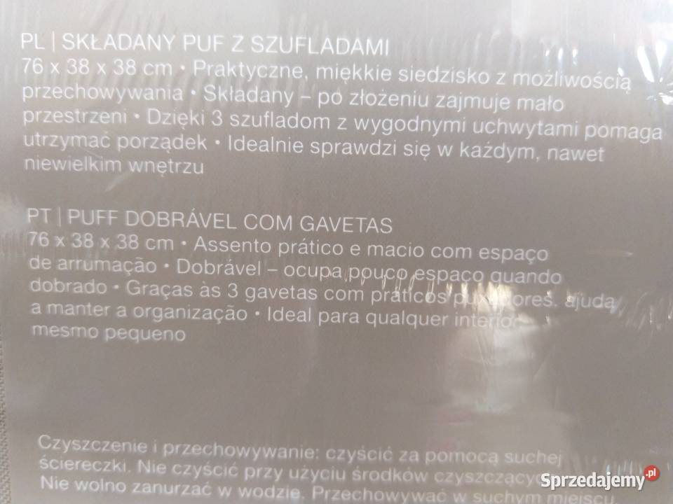 NAJTANIEJ Składany Puf Ze Schowkami 3 Szufladami Pufy i podnóżki Zabrze sprzedam