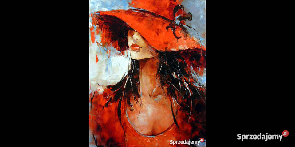 Dziewczyna w kapeluszu obraz olejny 40x50 Warszawa