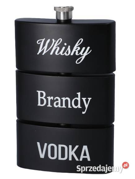 Czarna Piersiówka 10 OZ 3Częściowa z Nadrukiem Ostrowy nad Okszą