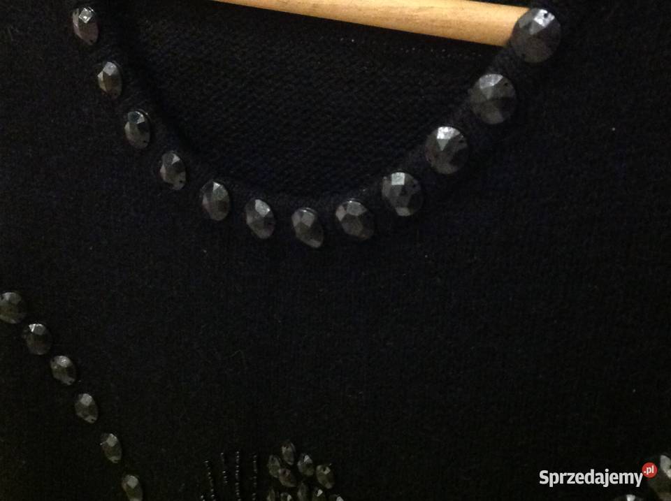 Efektowana Czarna Mini Sukienka Sweterkowa Nowa Sól