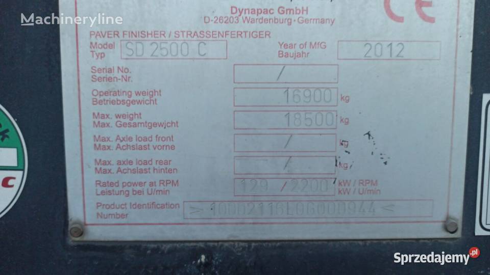 Rozkładarka asfaltu rościełacz DYNAPAC SD2500C