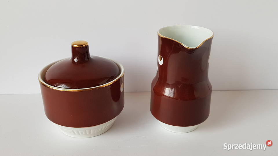 Porcelanowy mlecznik i cukiernica fason Ada Dąbrowa Górnicza