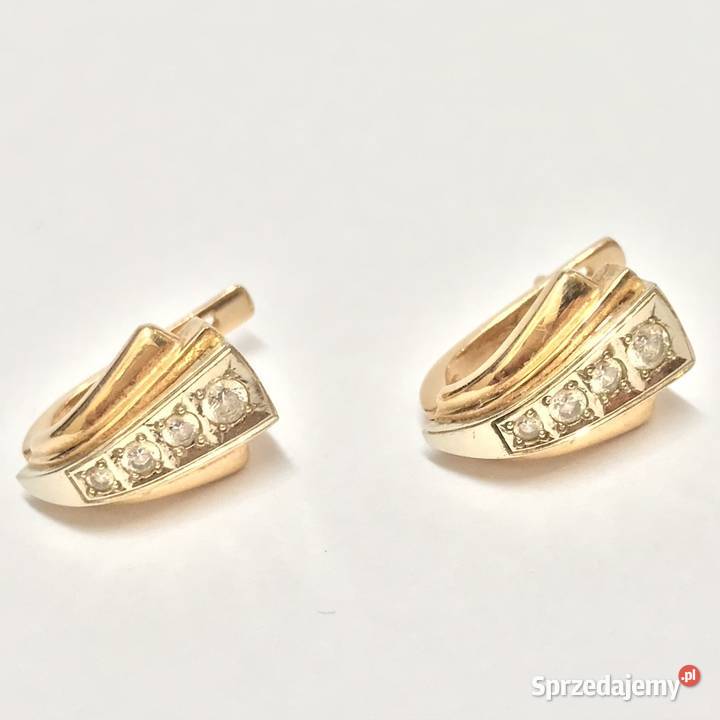 Złote kolczyki 585 14K z cyrkoniami zapięcie złoto Warszawa