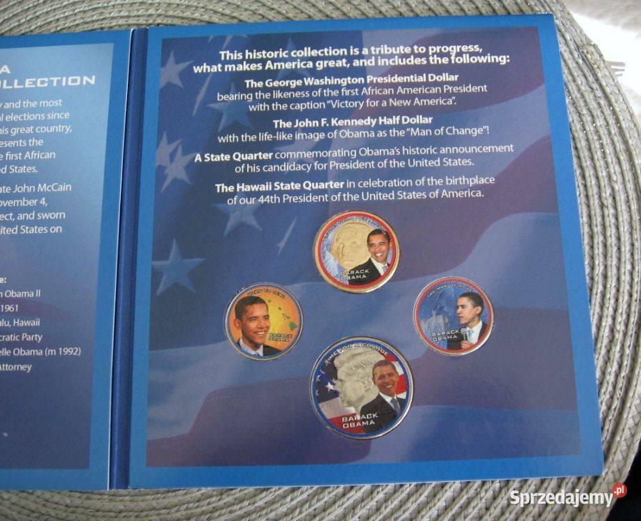 USA Monety Barack Obama e pięknym opakowaniu Numizmatyka Kalisz