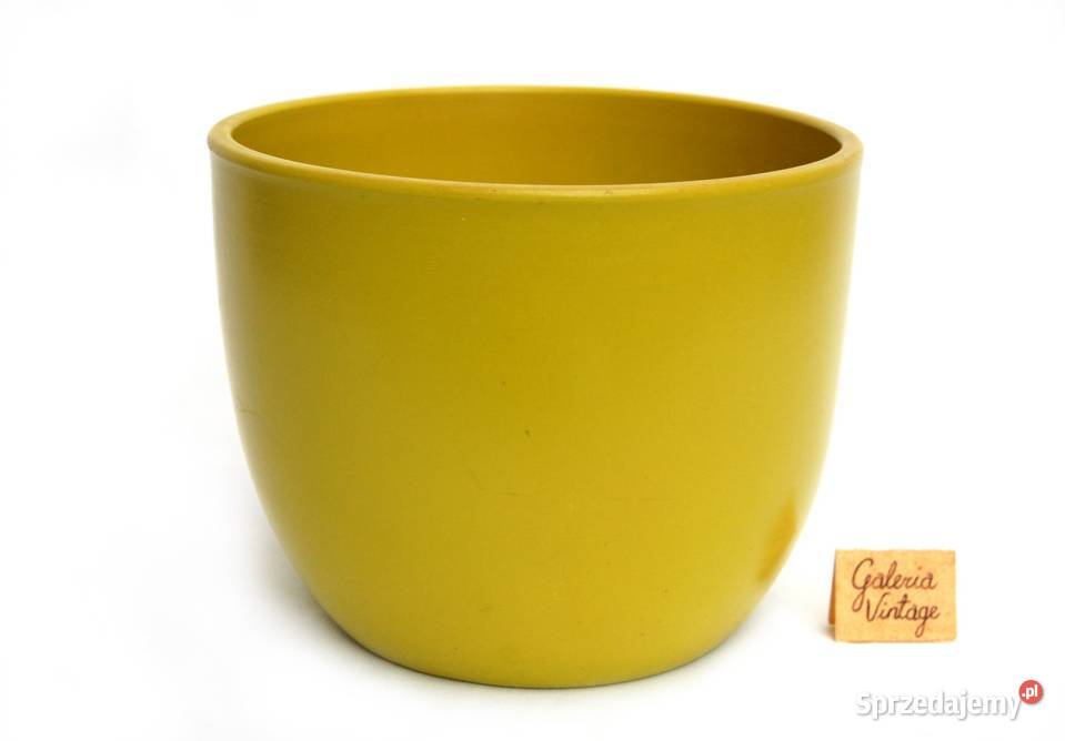 Osłonka na doniczkę ceramiczna limonkowa żółta