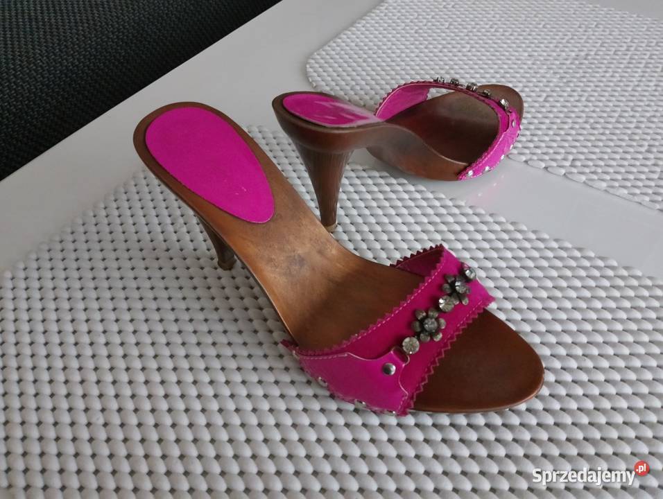 ELEGANCKIE klapki damskie róż cyrkonie kamienie sprzedam