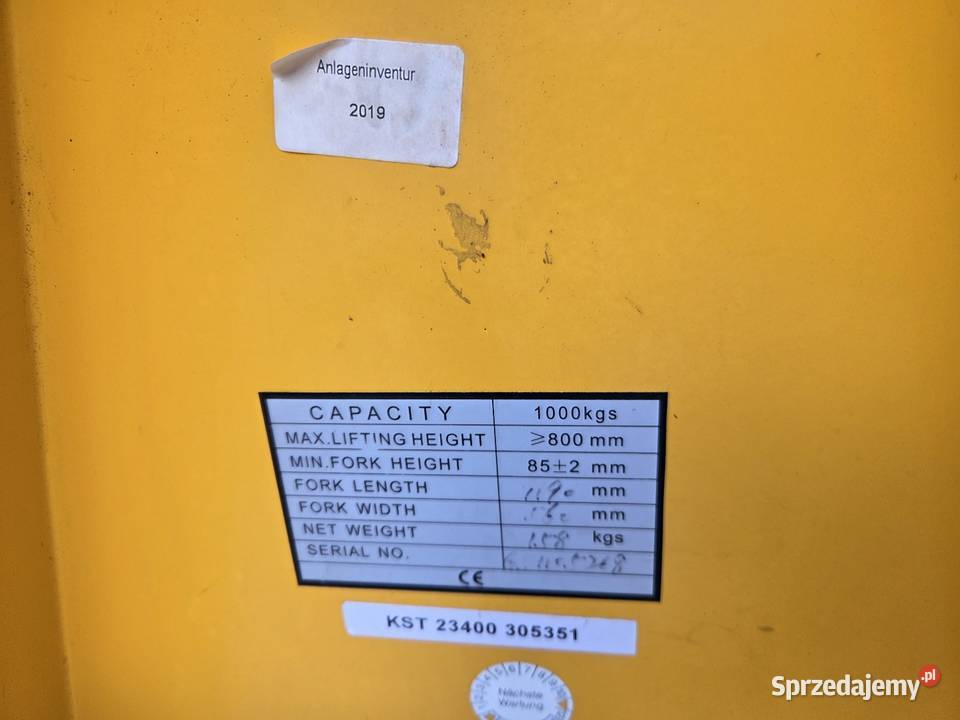 Paleciak elektryczny ręczny wózek paletowy wielkopolskie Lwówek