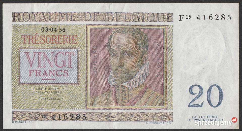 BELGIA 20 FRANKÓW 1956 STAN 2 Łódź
