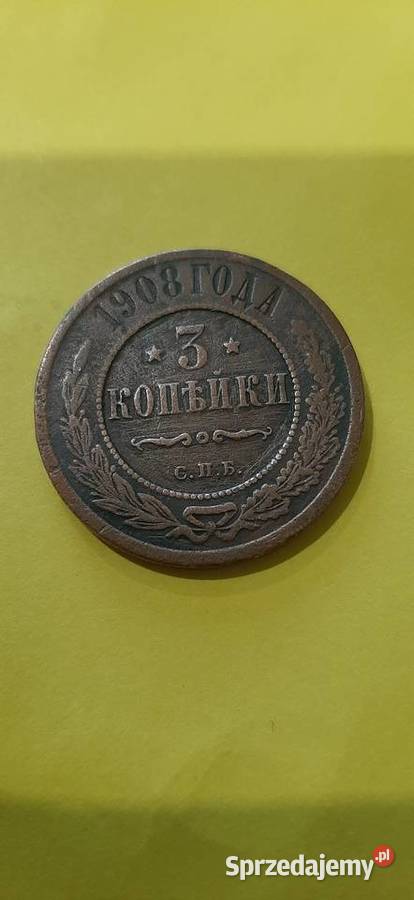 3 Kopiejki 1908 moneta carska Ruda Śląska