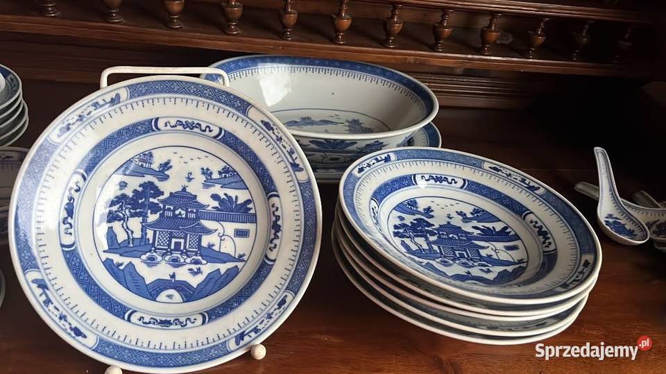 Orientalny niebieskobiały półmisek Made in Chiny Gdańsk