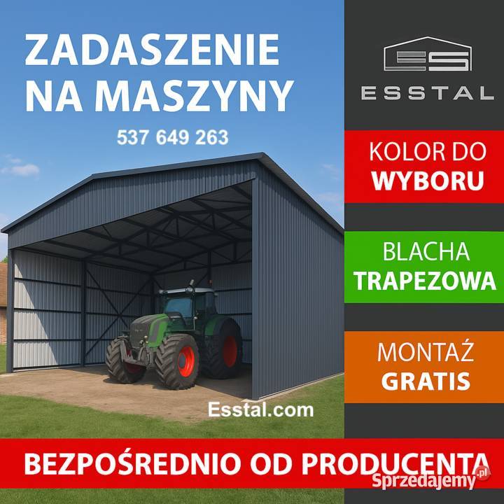 Duży Garaż Grafit  OTWARTY Wiata Hala Garaż Szczytno