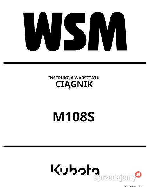 Kubota M108S katalog częsci instrukcja obsługi świętokrzyskie Kielce