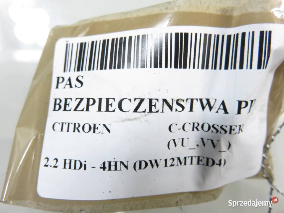 PAS PRAWY PRZEDNI CITROEN CCROSSER 604675800A Pasy bezpieczeństwa sprzedam