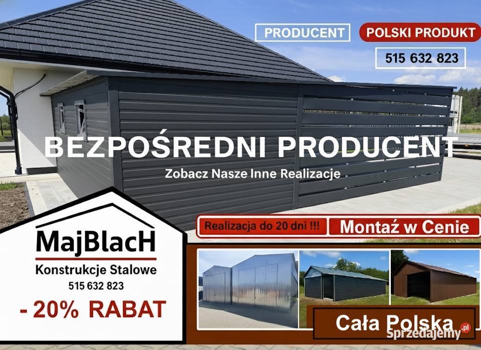 GRAFITOWA Wiata ze Schowkiem wewnątrz Garaż z Płock