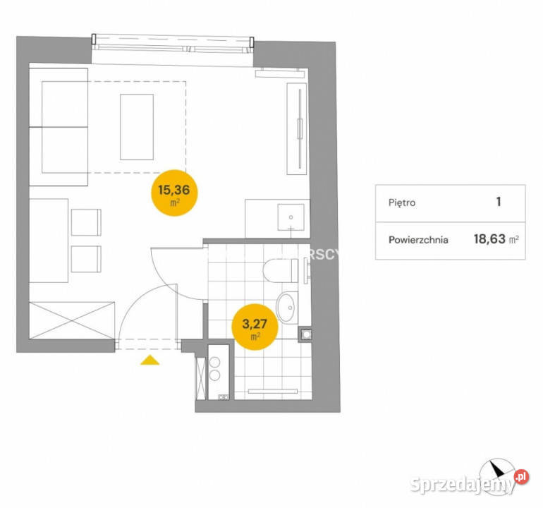 Mieszkanie Kraków Wita Stwosza 1863m2 1 pokój Liczba pokoi 1 Mieszkania