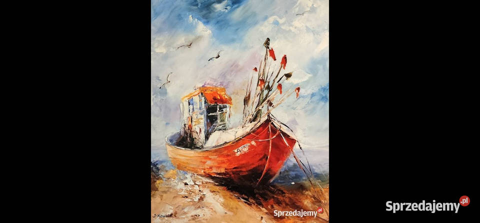 Kowalik Kuter 40x50 obraz olejny morze Warszawa
