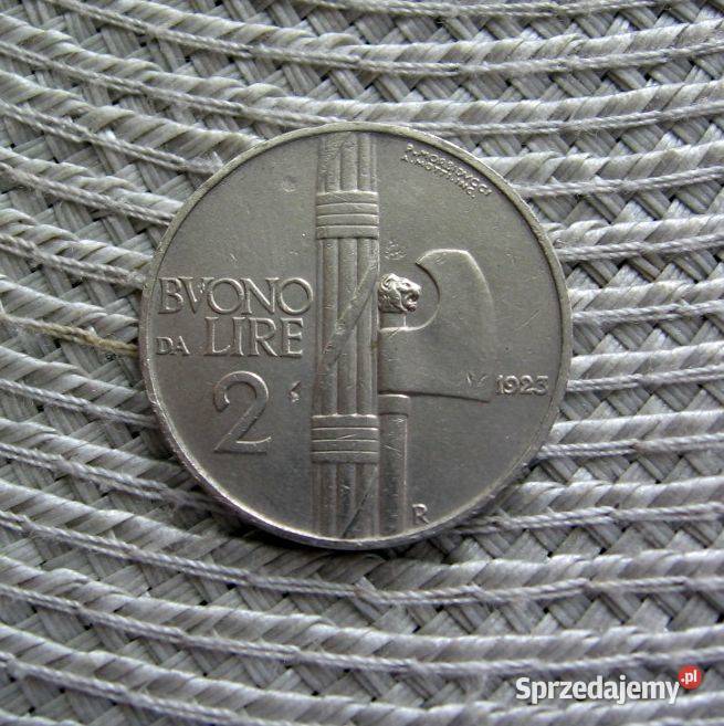 Włochy 2 Liry 1923r Numizmatyka wielkopolskie Kalisz