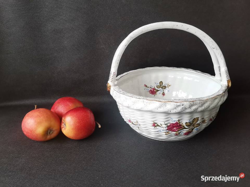 Stary duży koszyczek koszyk Iwona Róża ceramika Katowice