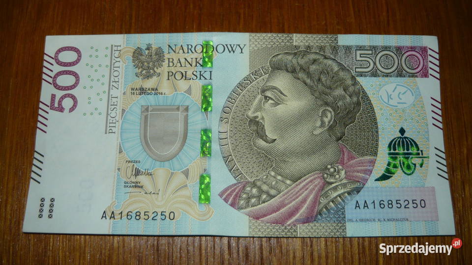 Banknot 500 seria AA 2016 r Sokółka