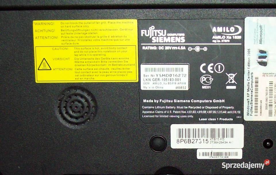 Fujitsu Siemens Amilo Xa 1526 łódzkie Łask