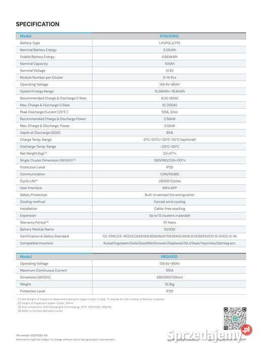 Magazyn Energii Dyness STACK100 2048kWh LiFePO4