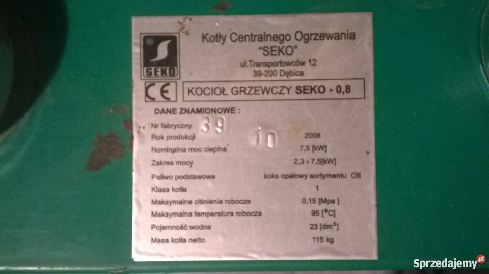 Kocioł CO SEKO naczynie wyrównawcze grzejnik Piece i kominki Janowice