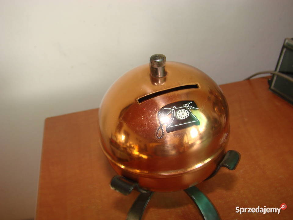 miedziana skarbonka z telefonem Pruszcz Gdański