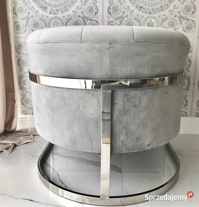 Fotel glamour srebrny szary nowoczesny do salonu Warszawa