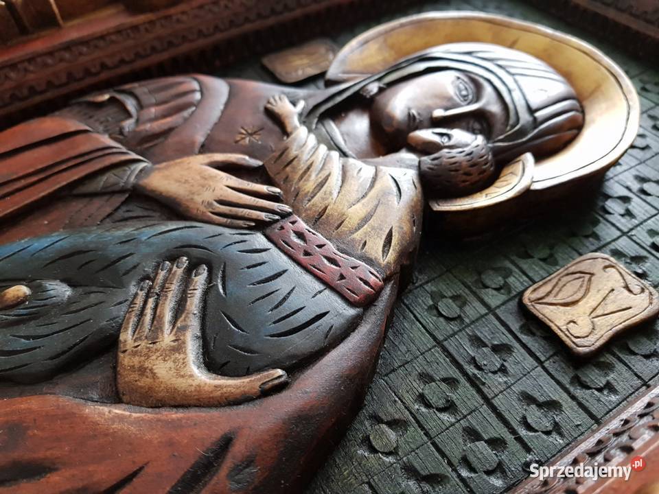 Ikona Matka Boża rzeźba drewno polichromia Rosja Malarstwo mazowieckie Warszawa