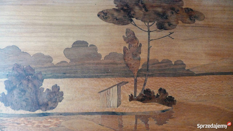Secesyjne 2 płyciny CUDNE intarsje XIX w