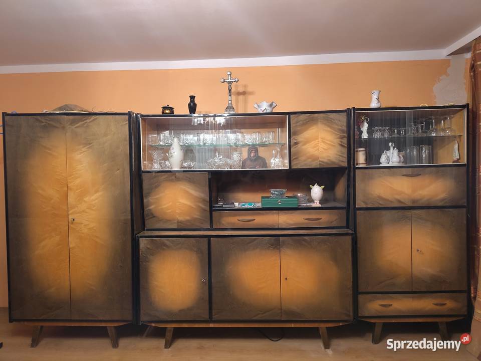 Meble Salonowe PRL Lata 6070 wysoki połysk Kredensy i witryny Zabrze