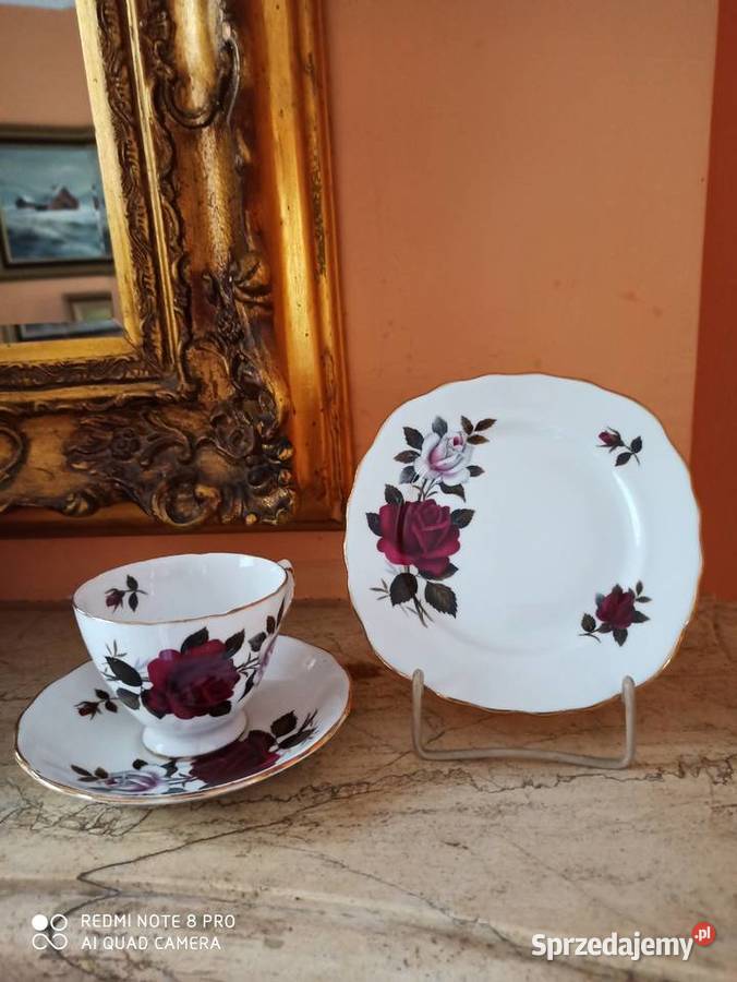 filiżanka z talerzykiem deserowym Colclough Made Gdańsk