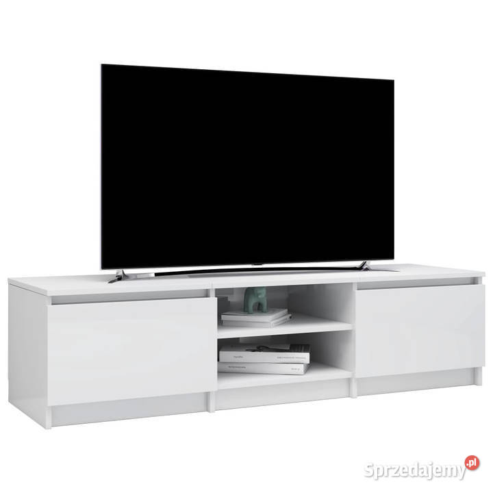 Szafka pod TV wysoki połysk biała 140x40x355 RTV
