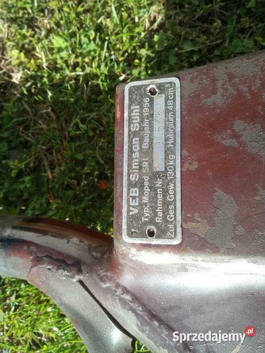 Simson sr1 rama z tabliczką Oświęcim
