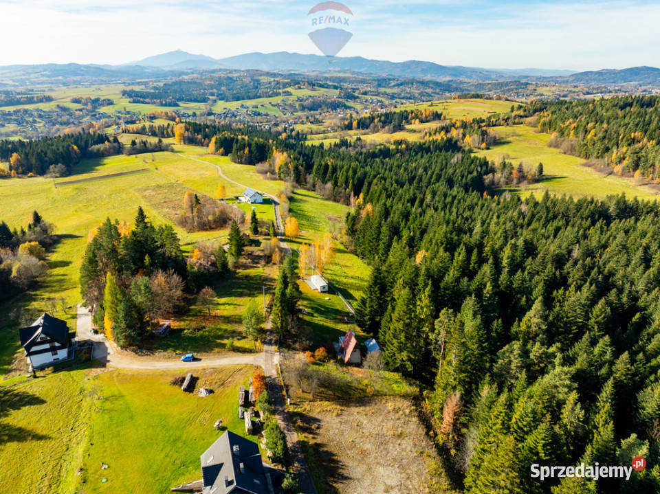 Działka budowlana z domem letniskowym siatka Skawa