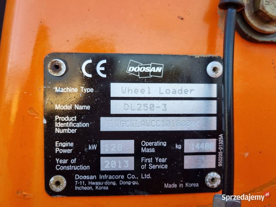 Doosan DL 250 Ładowarka Kołowa Sprowadzona SUPER Maszyny budowlane Daleszyce