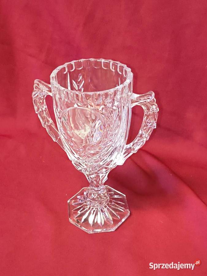 Szklany puchar wazon na stopie art dco szkło łódzkie Chorzew