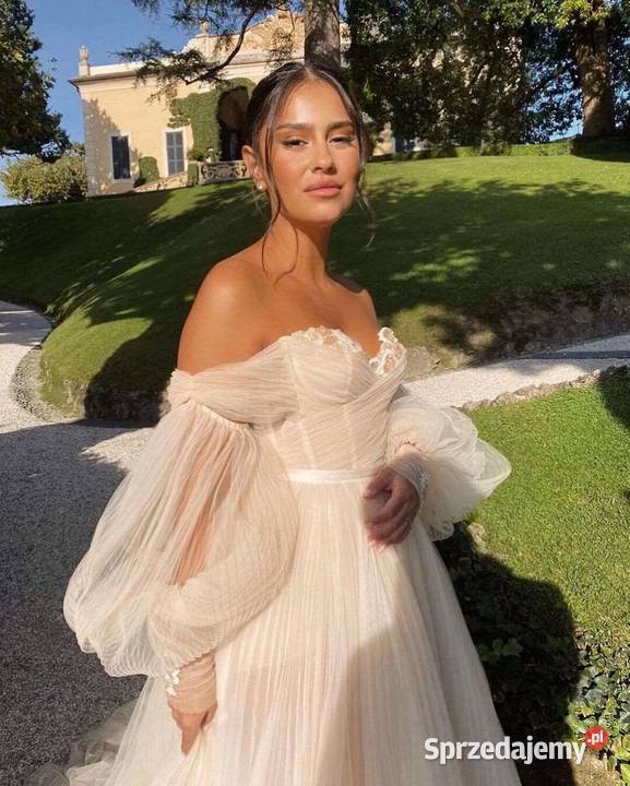 Suknia ślubna princessa bufiaste rękawy 36 S 38 Jelenia Góra