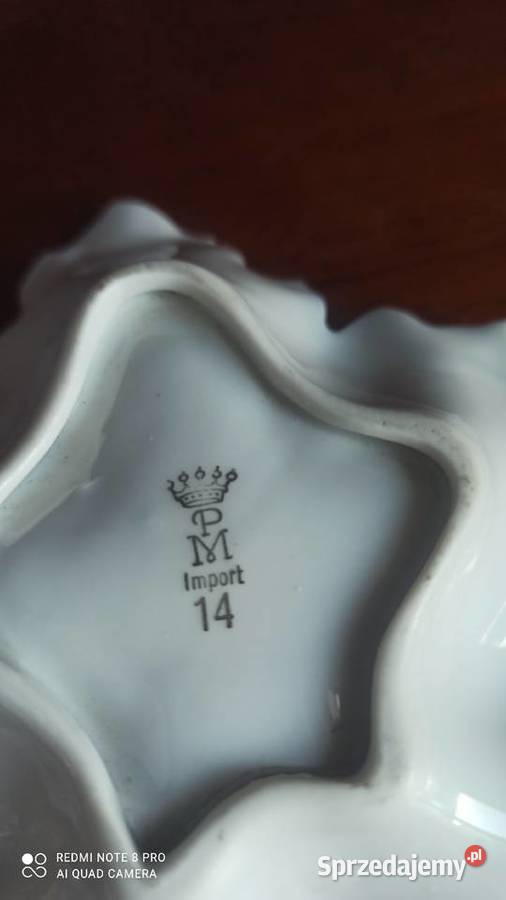 Muszelka porcelana kobaltowa pomarańczowe kwiaty pomorskie Gdańsk sprzedam