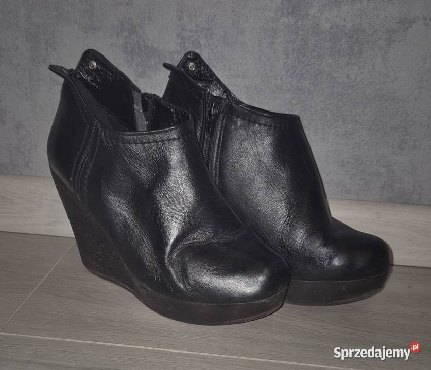 Botki damskie koturny czerń 36 Łódź sprzedam