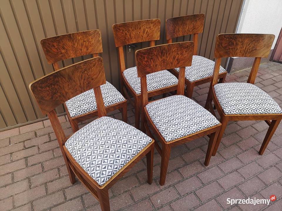 Krzesła ARTDECO Orzech Stare Antyk Komplet 6 Swarzędz